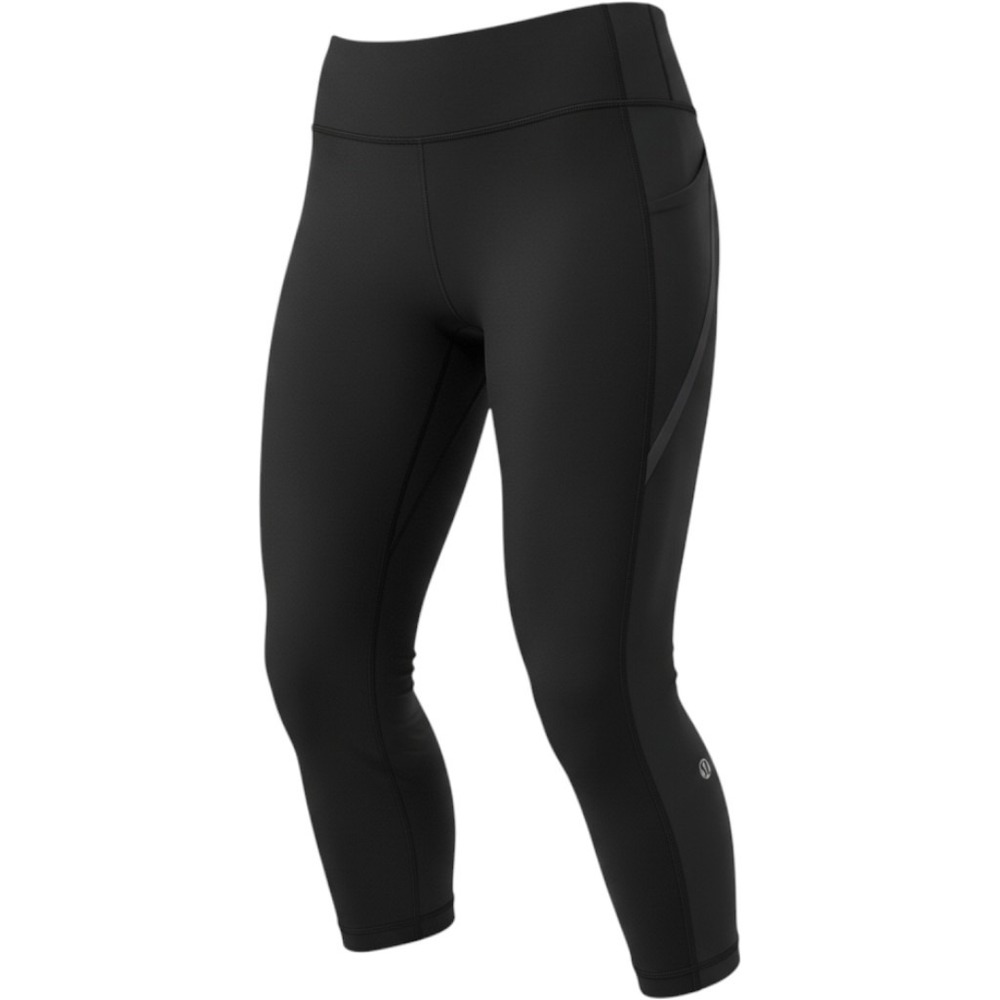 Lululemon Crop Leggings Womens 6 Black Grey Piping Running Yoga Athletic Crop